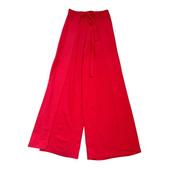 NEW ZARA Women’s Size Small Fluid Wide Leg Pareo Pants Trousers In Red NWT - Picture 2 of 7